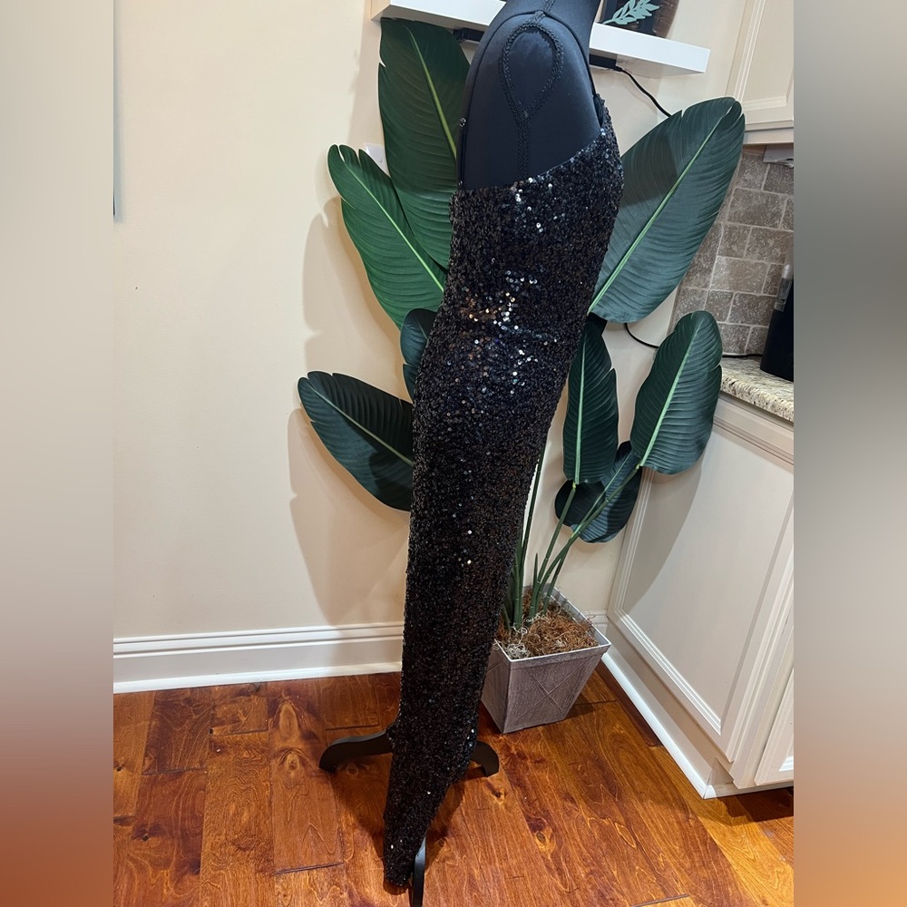 Dress the Population Darian Sequins Halter Black Jumpsuit Medium - Picture 5 of 9